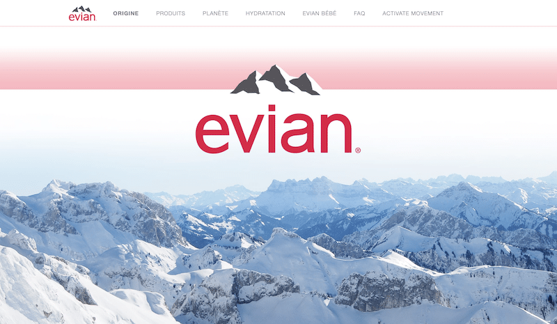 page d'accueil evian